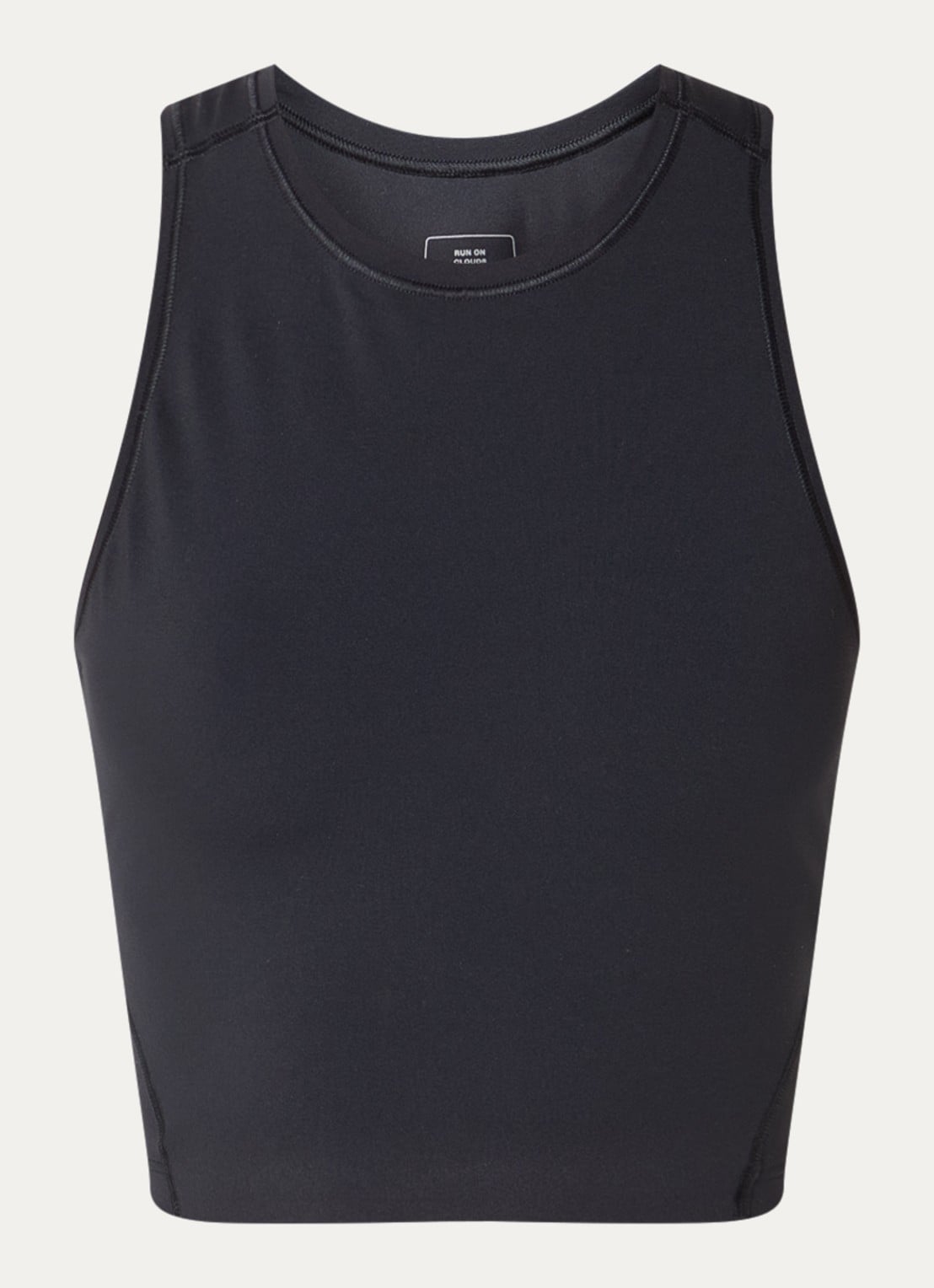On Studio crop top met logo - voorkant zwart