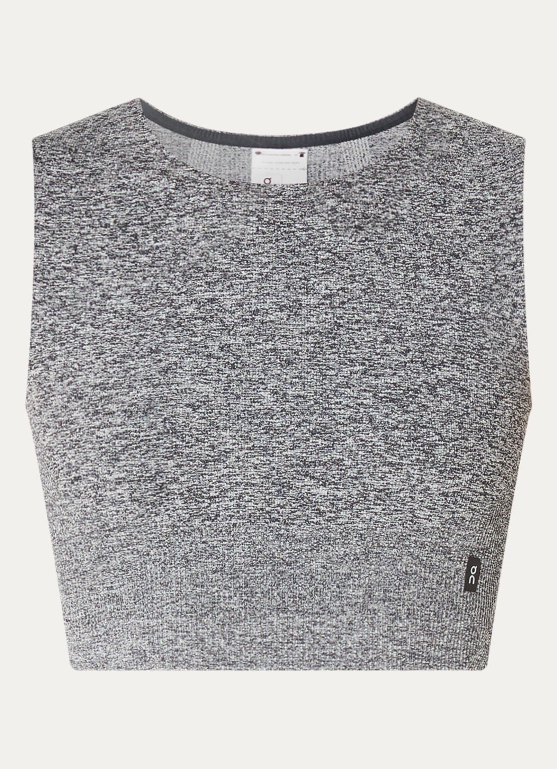 On Studio fijngebreide crop top met logo - voorkant 2 grijs
