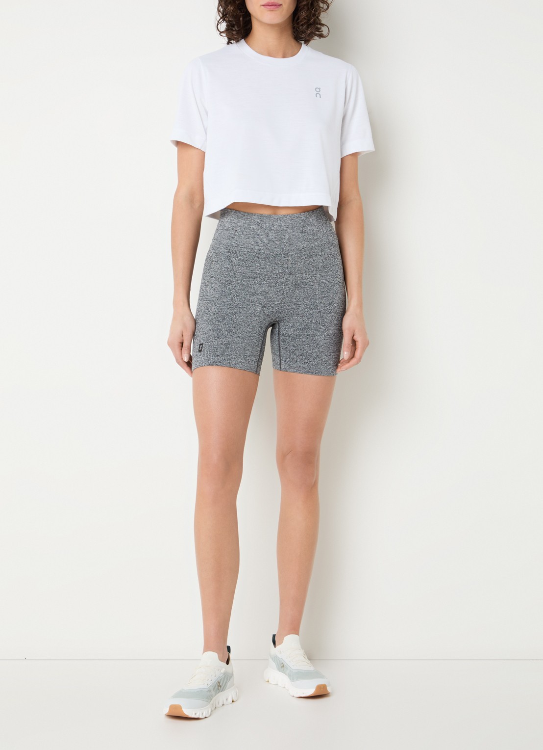 On Studio high waist skinny fit trainingslegging met logo - voorkant 5 grijs