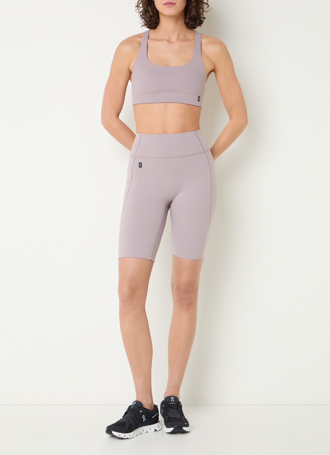 On Studio high waist skinny fit trainingslegging met logo - voorkant 2 oudroze