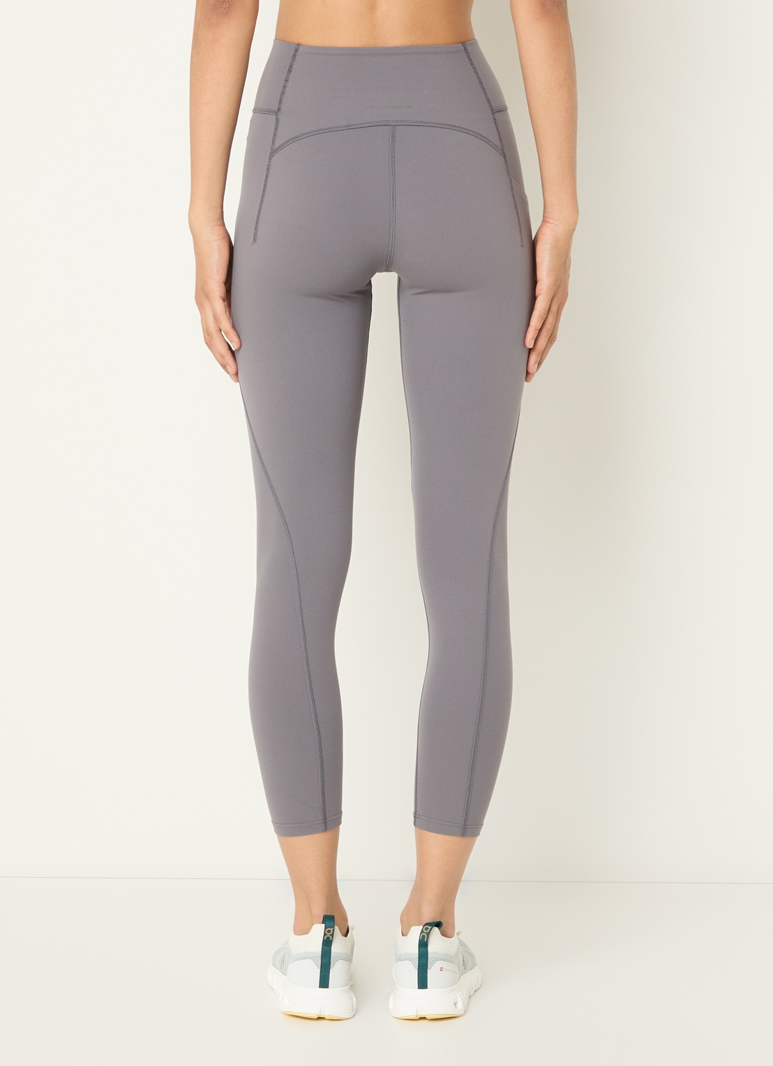 On Studio high waist skinny fit trainingslegging met logo - achterkant grijs