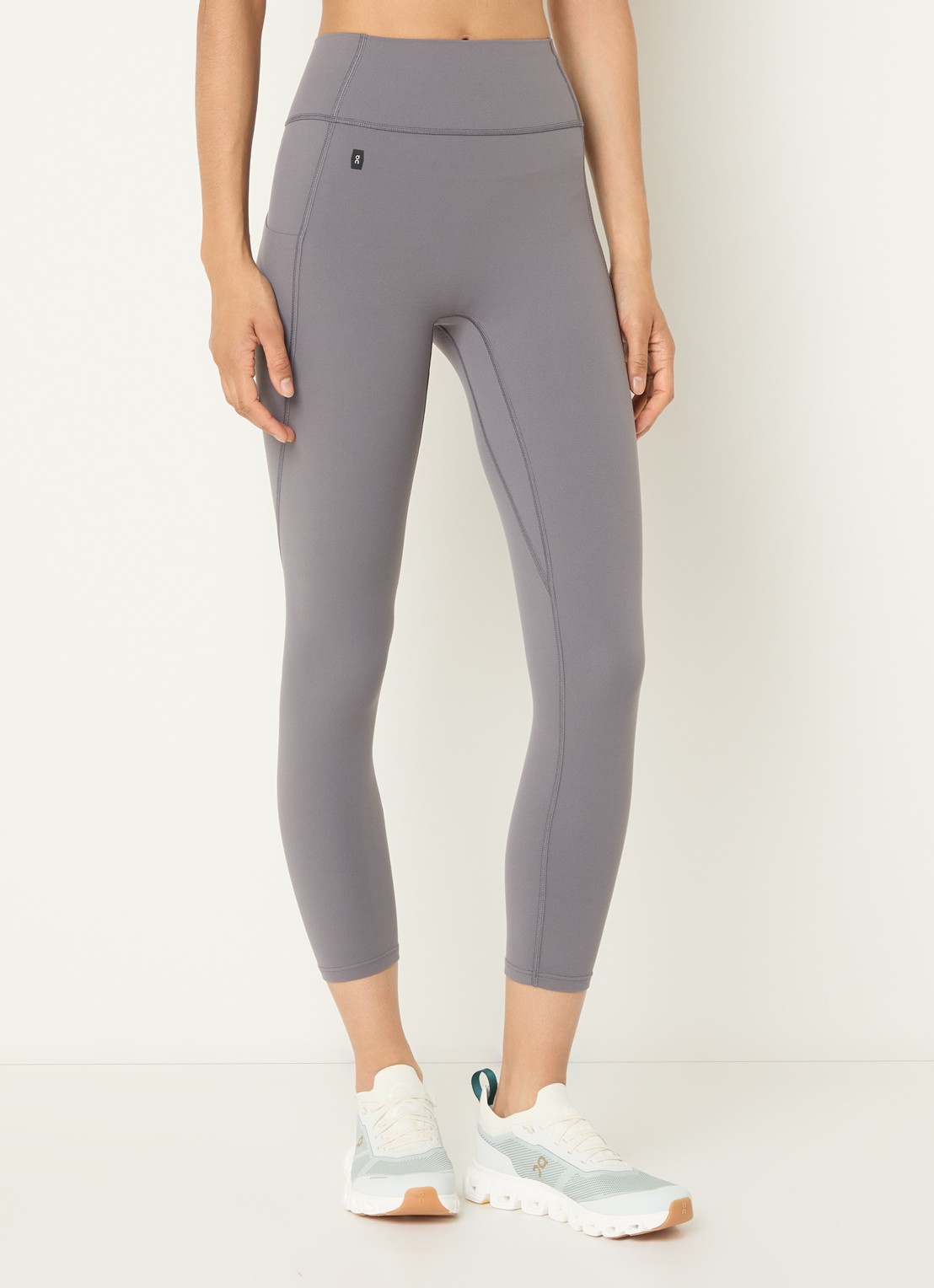 On Studio high waist skinny fit trainingslegging met logo - detail 2 grijs