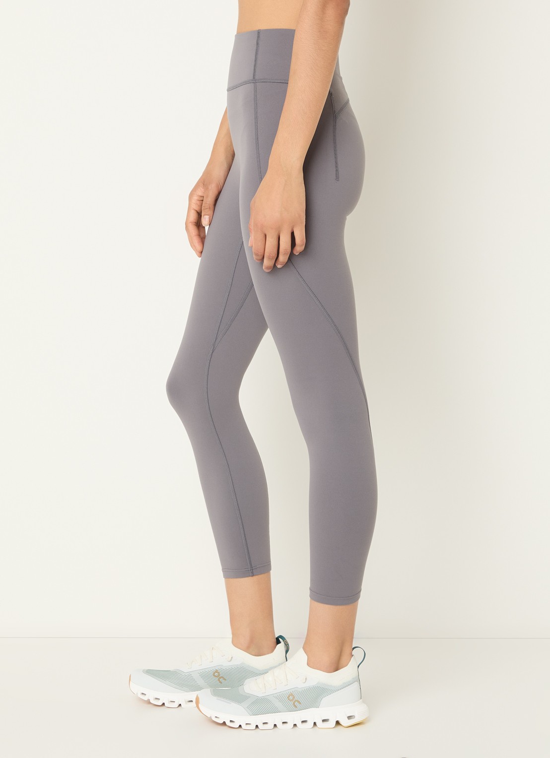 On Studio high waist skinny fit trainingslegging met logo - detail 3 grijs