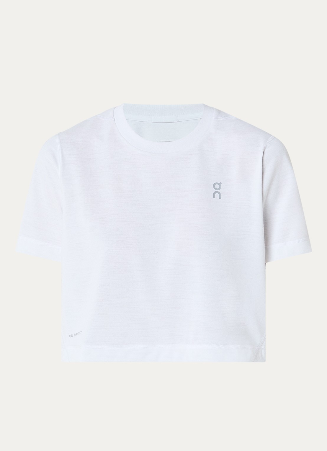 On Train cropped trainings T-shirt met logo- en backprint - voorkant wit