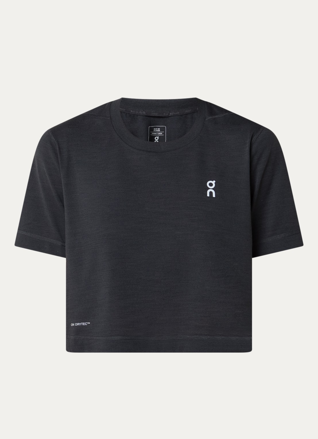 On Train cropped trainings T-shirt met logo - voorkant 3 zwart