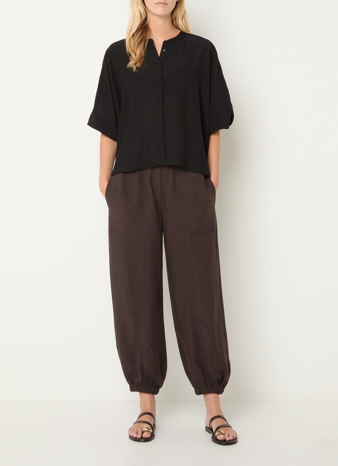 OPUS Blouse met ballonmouw - voorkant 4 zwart