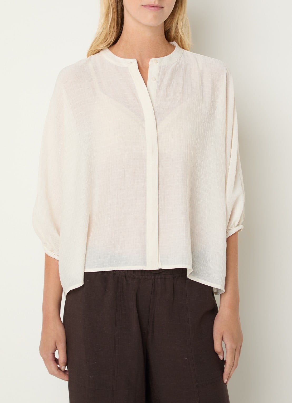 OPUS Blouse met ballonmouw - detail 3 gebroken wit