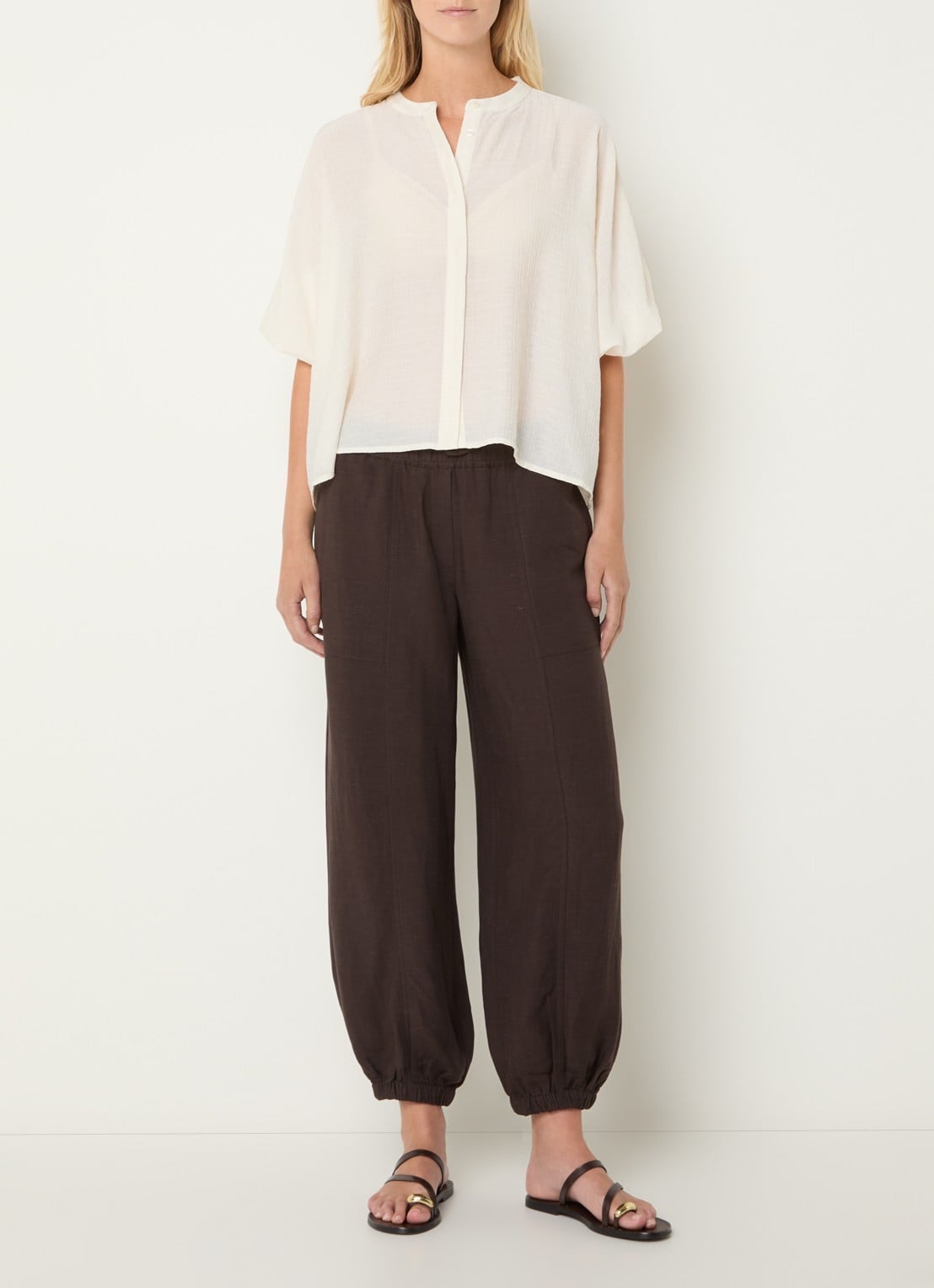 OPUS Blouse met ballonmouw - voorkant 2 gebroken wit