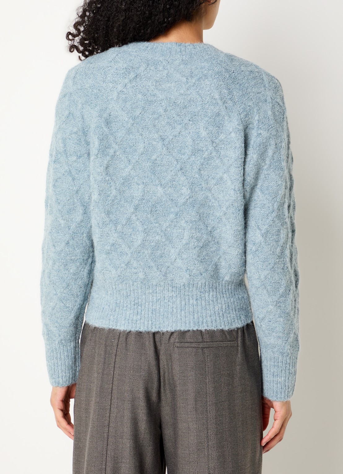 OPUS Dable grofgebreid vest - achterkant 2 staalblauw