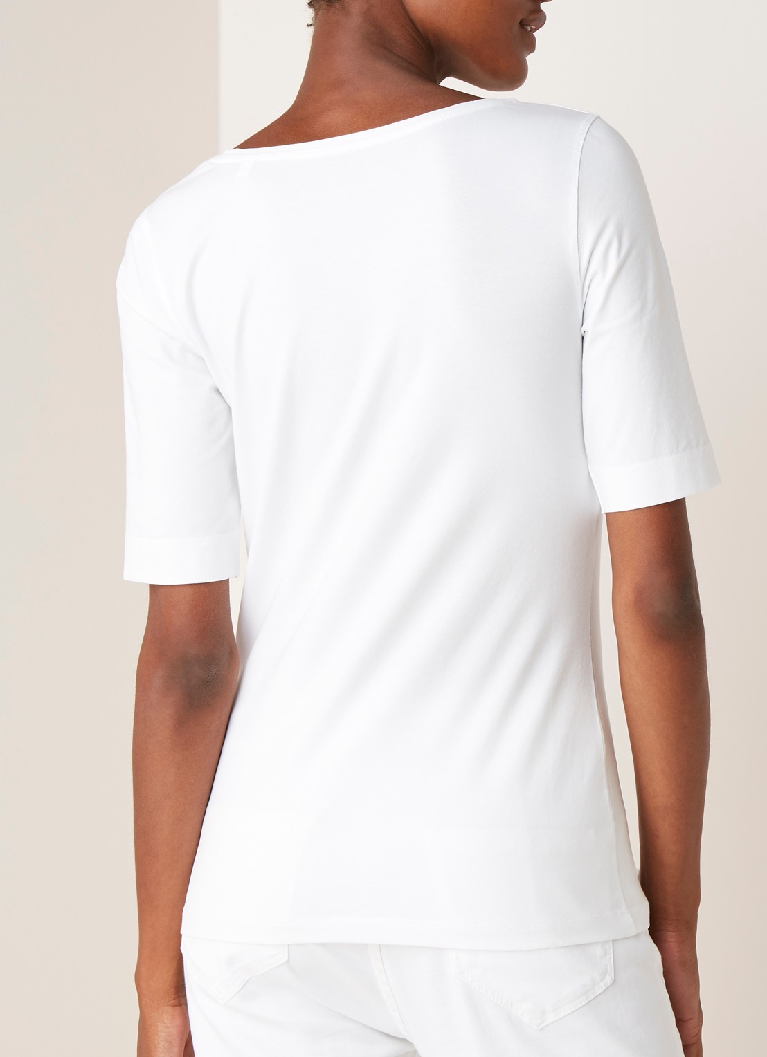 OPUS Daily basic T-shirt van katoen met ronde hals - achterkant 4 wit