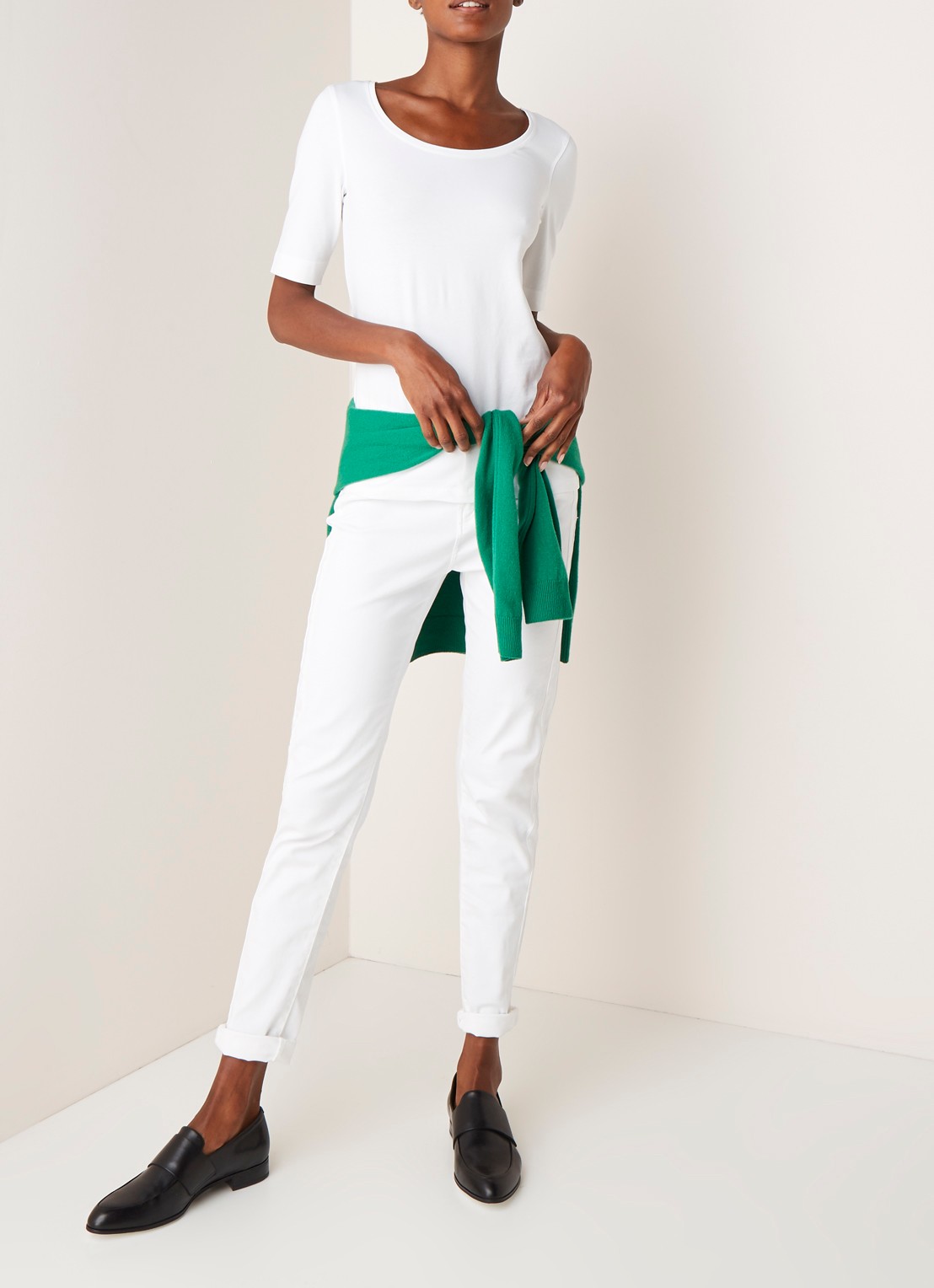 OPUS Daily basic T-shirt van katoen met ronde hals - voorkant 3 wit