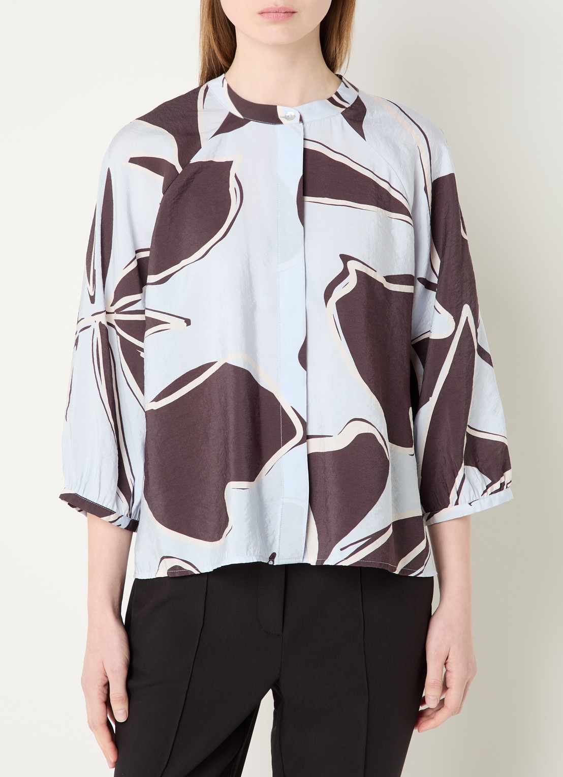 OPUS Faloom blouse met print - detail 4 blauw