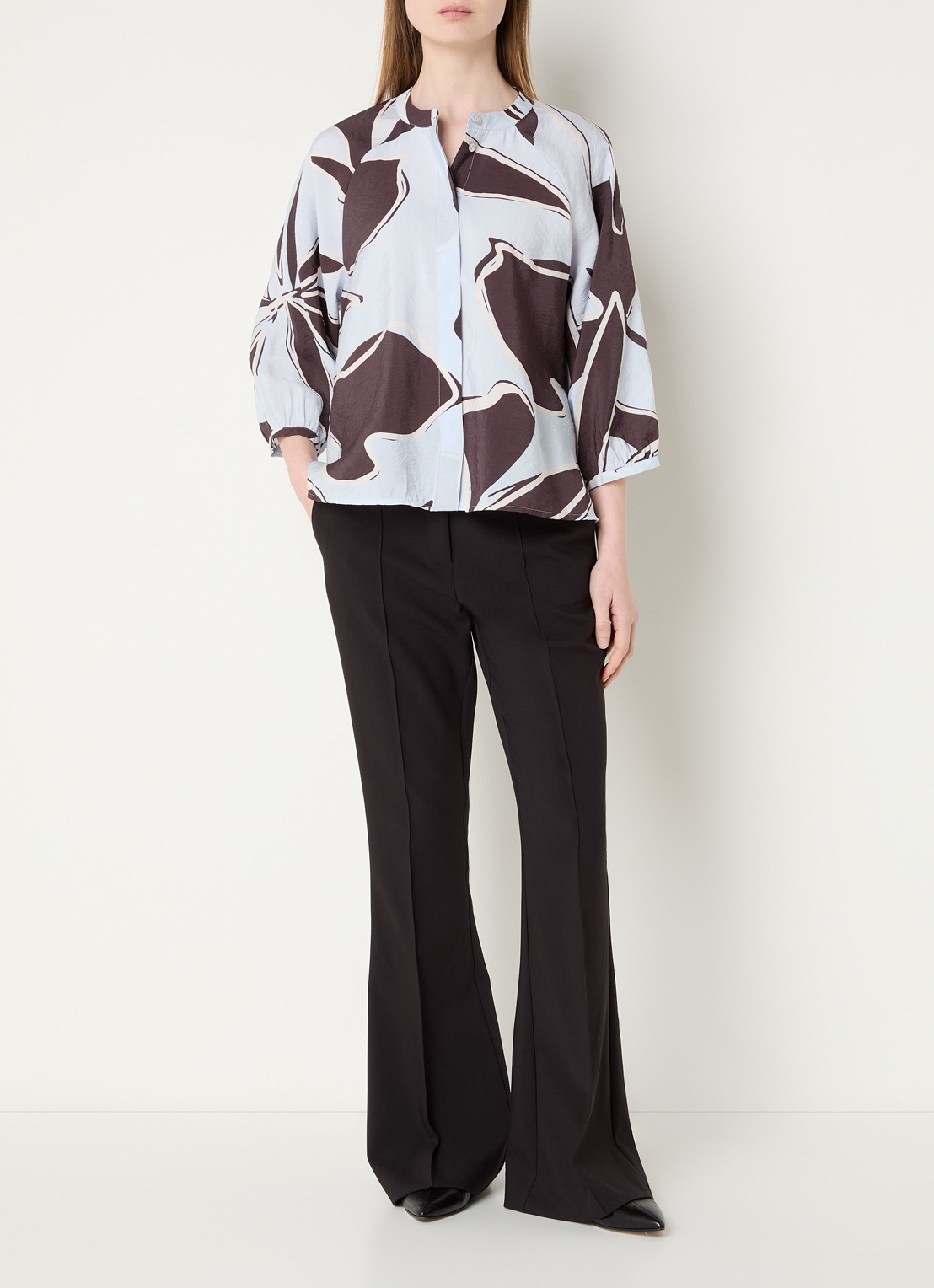 OPUS Faloom blouse met print - voorkant 3 blauw