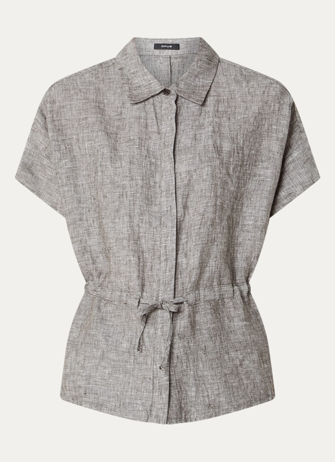 OPUS Faluri blouse van linnen met splitten  - voorkant 3 grijsmele