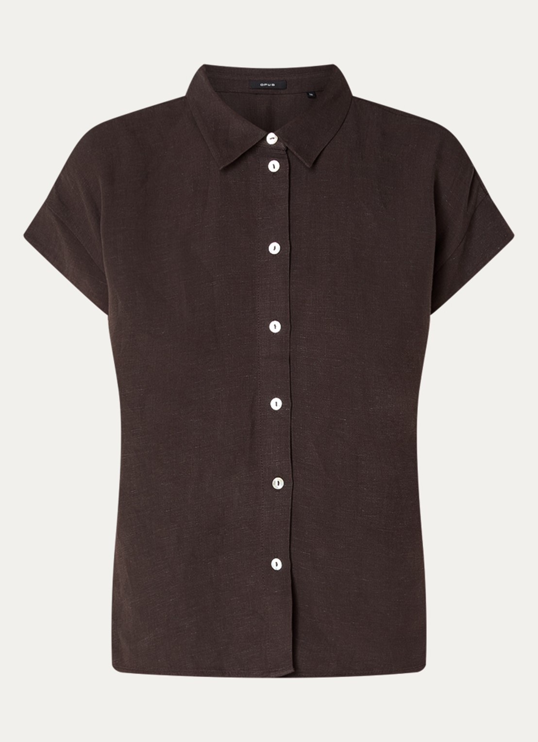 OPUS Falvia blouse in linnenblend - voorkant 2 bruin