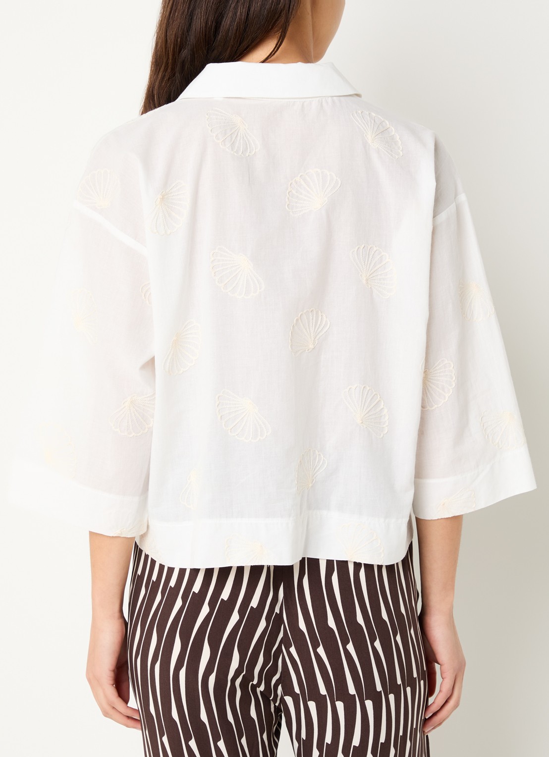 OPUS Famoni blouse met broderie  - achterkant 2 wit