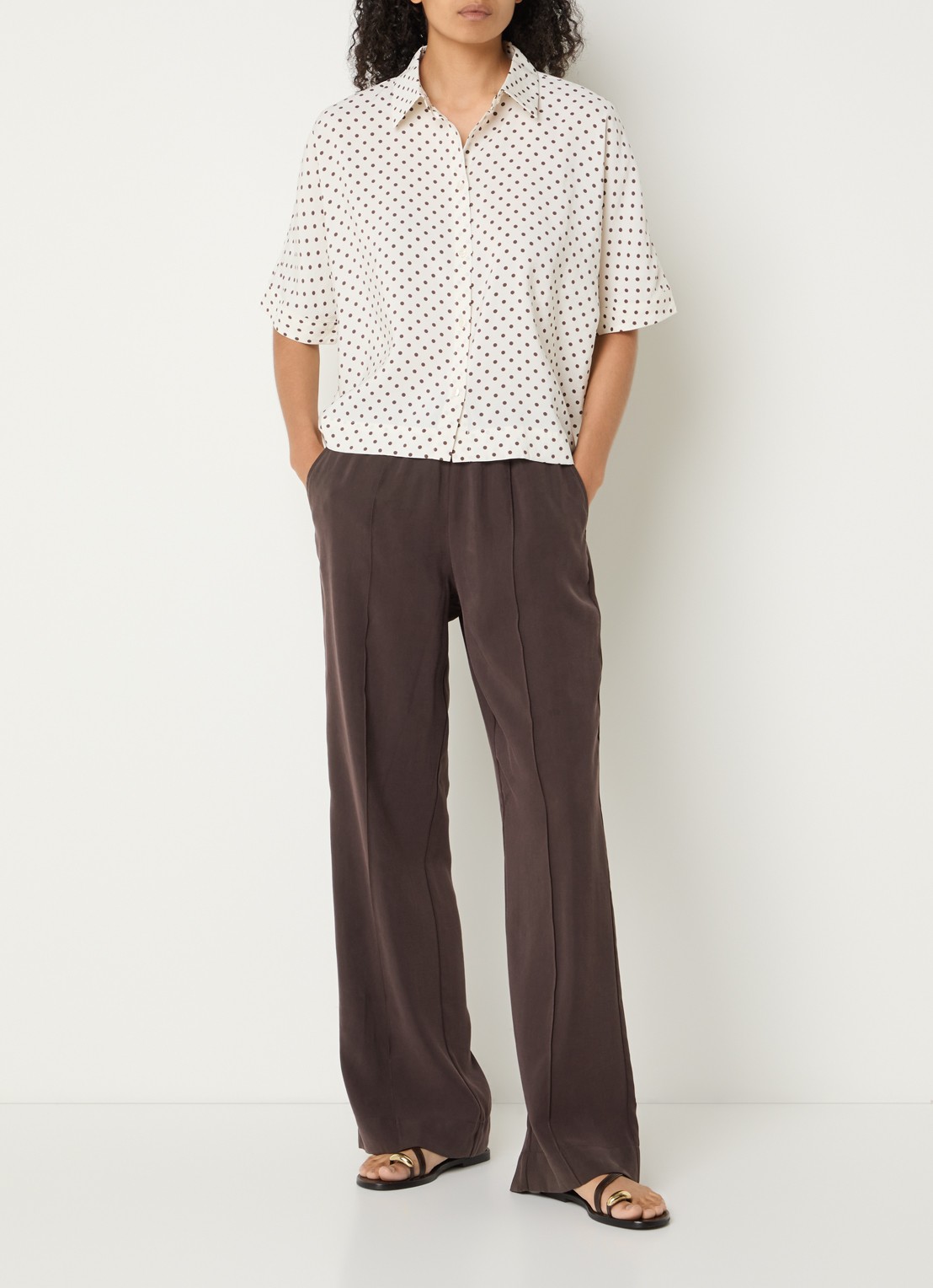 OPUS Farise blouse met stippenprint - voorkant 3 gebroken wit