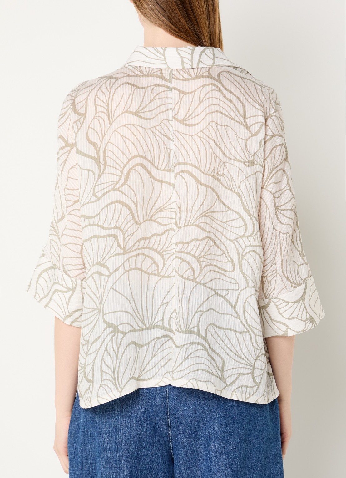 OPUS Fashell blouse met print - achterkant gebroken wit