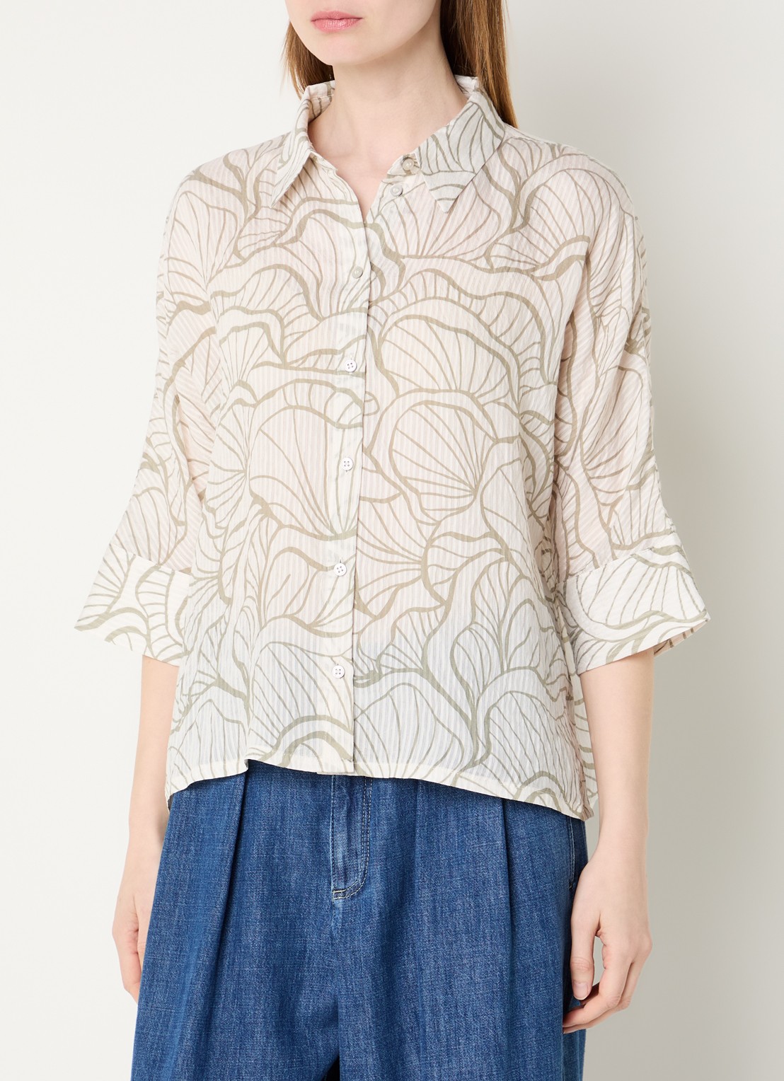 OPUS Fashell blouse met print - detail 2 gebroken wit