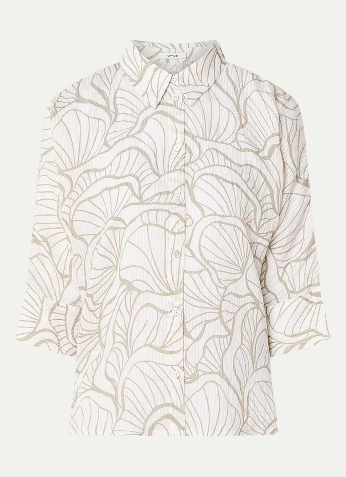 OPUS Fashell blouse met print - voorkant 3 gebroken wit