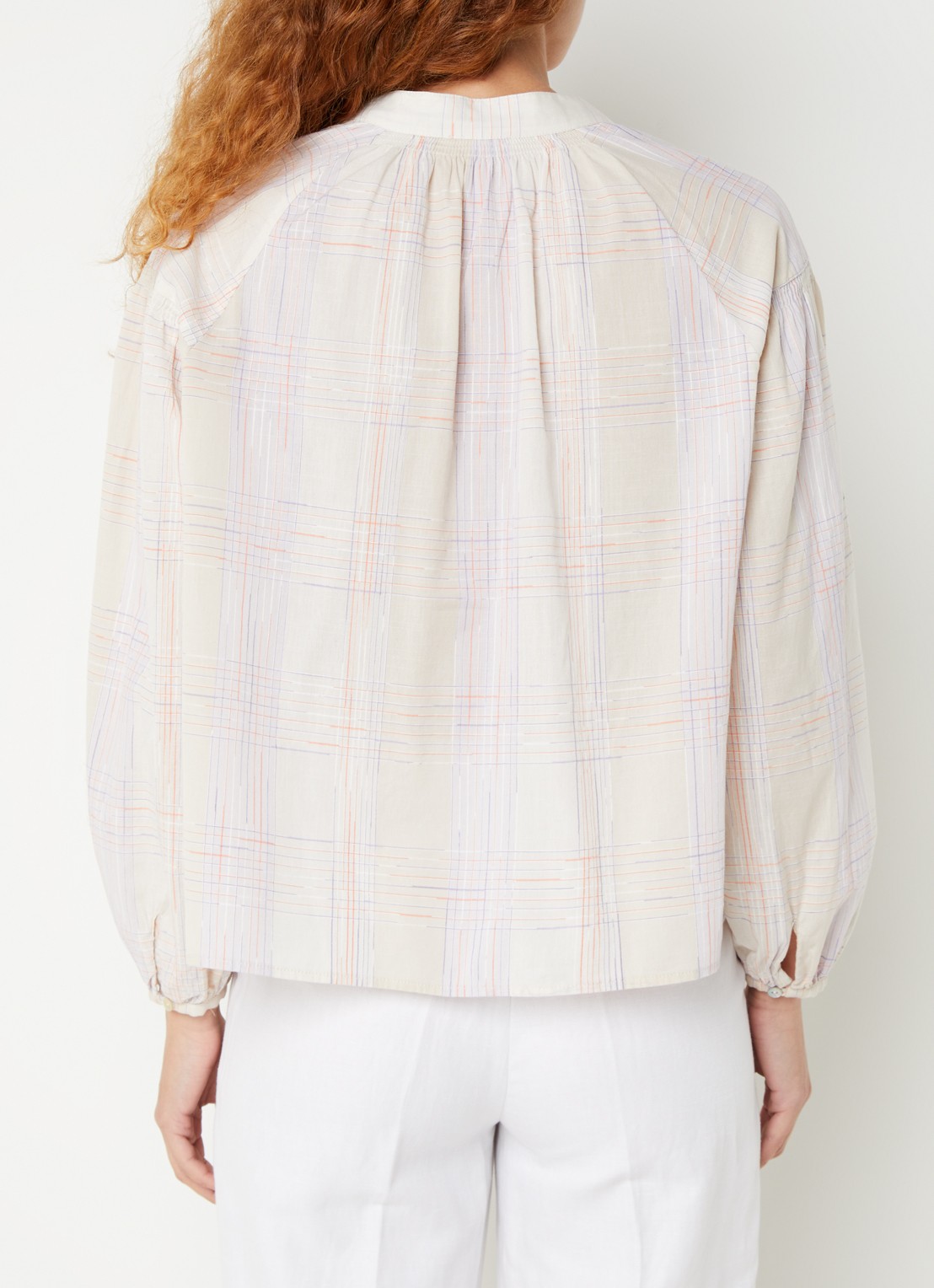OPUS Felenya blouse met ruitdessin - achterkant 5 paars