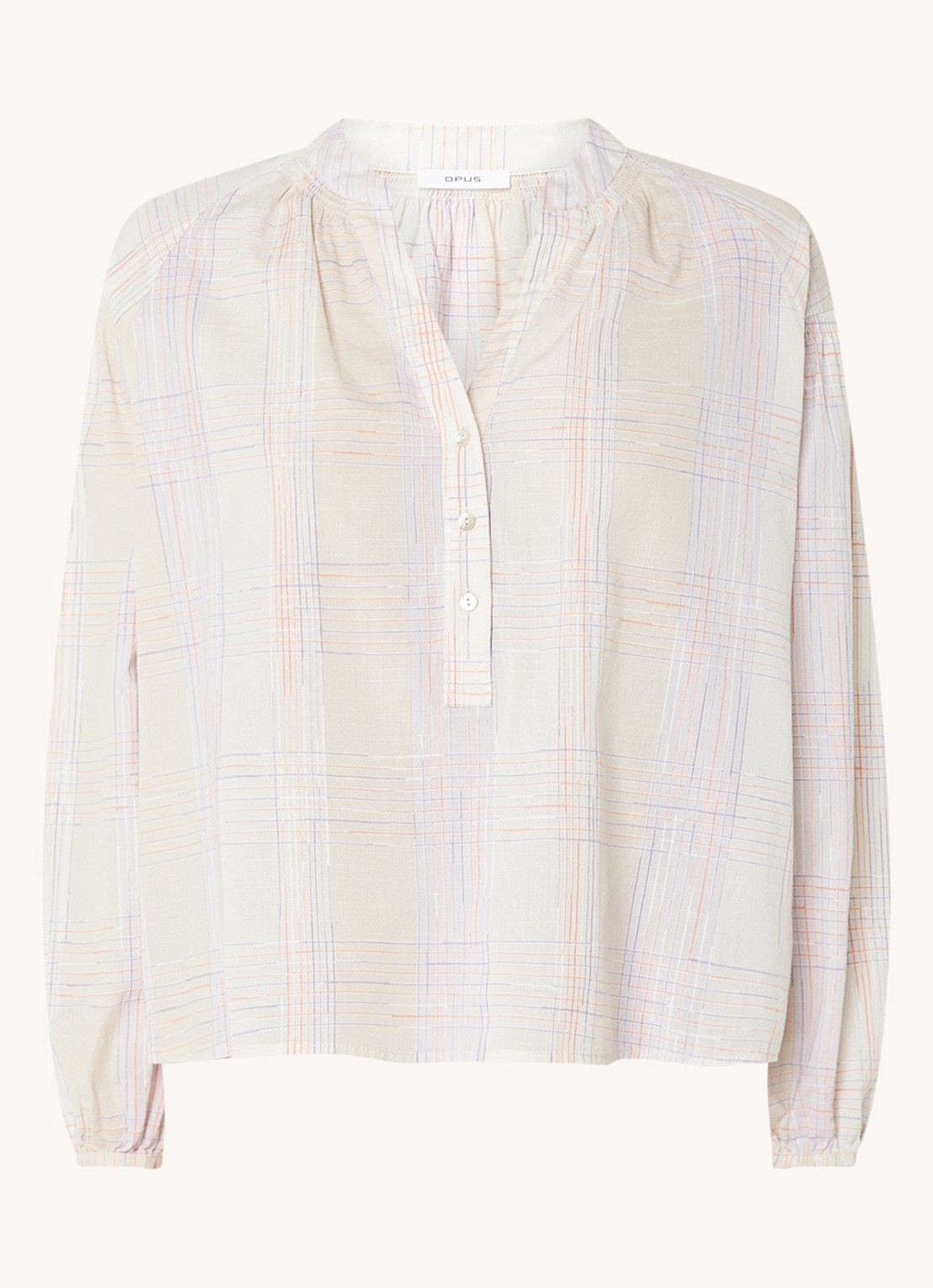 OPUS Felenya blouse met ruitdessin - voorkant 3 paars