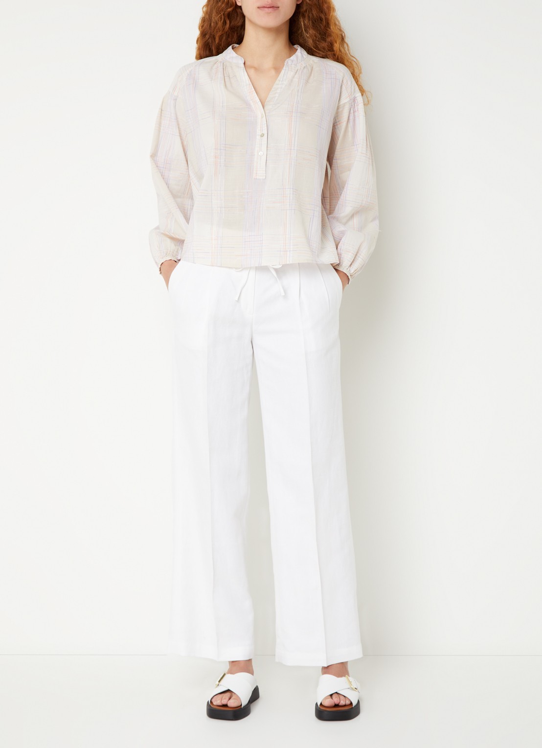 OPUS Felenya blouse met ruitdessin - voorkant 4 paars