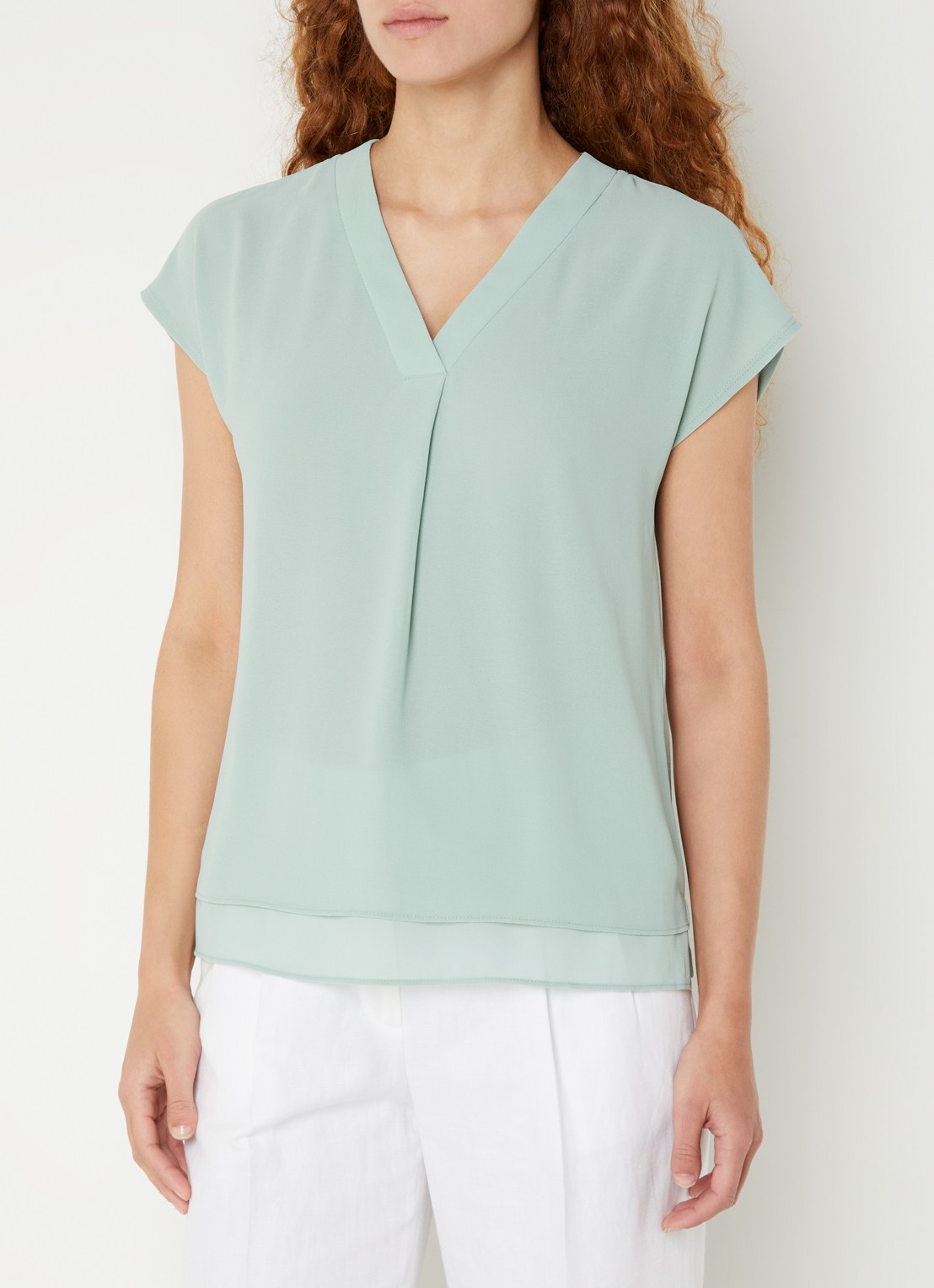 OPUS Feliso T-shirt van crêpe met V-hals - detail 4 mint