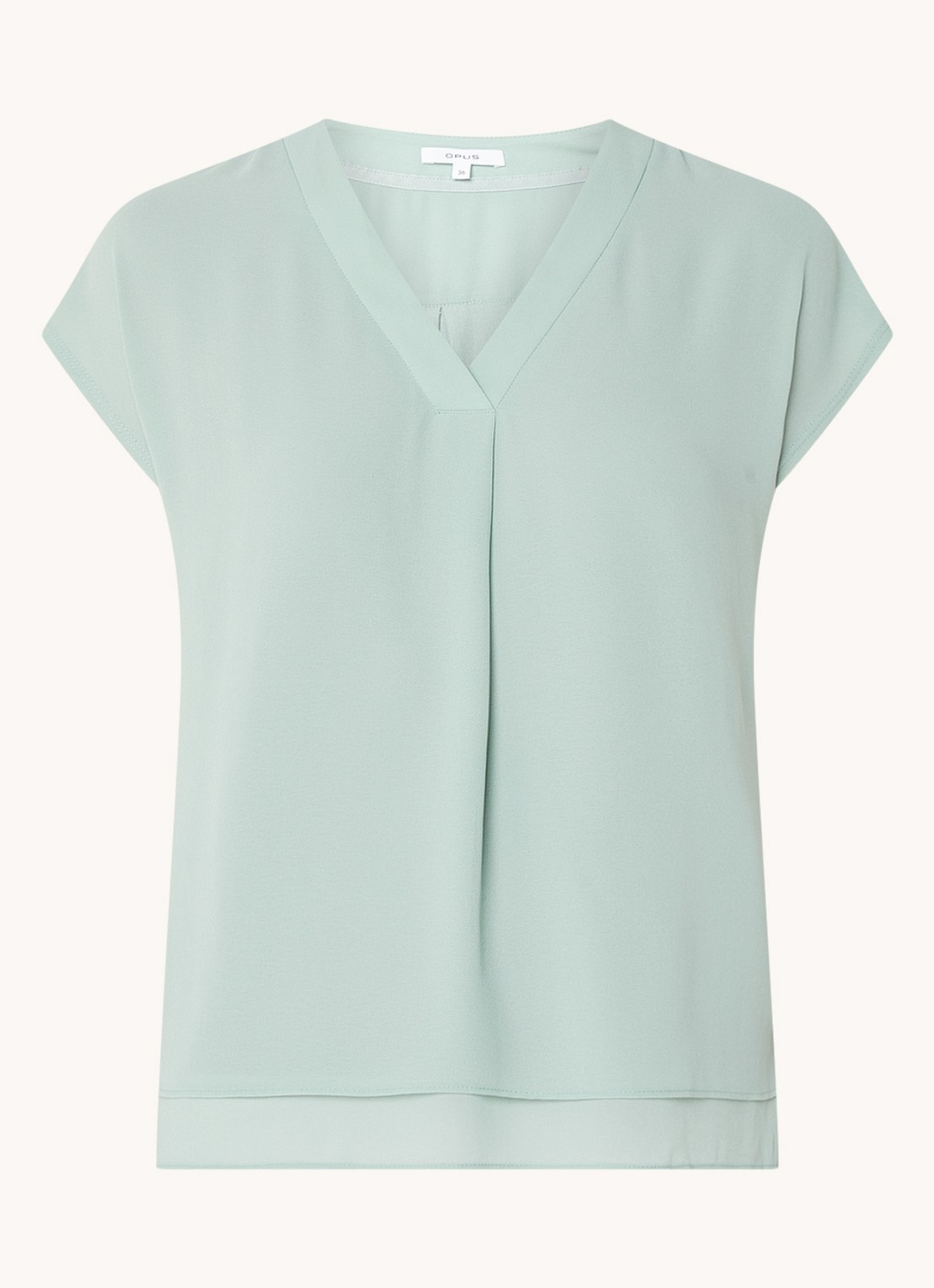 OPUS Feliso T-shirt van crêpe met V-hals - voorkant 2 mint