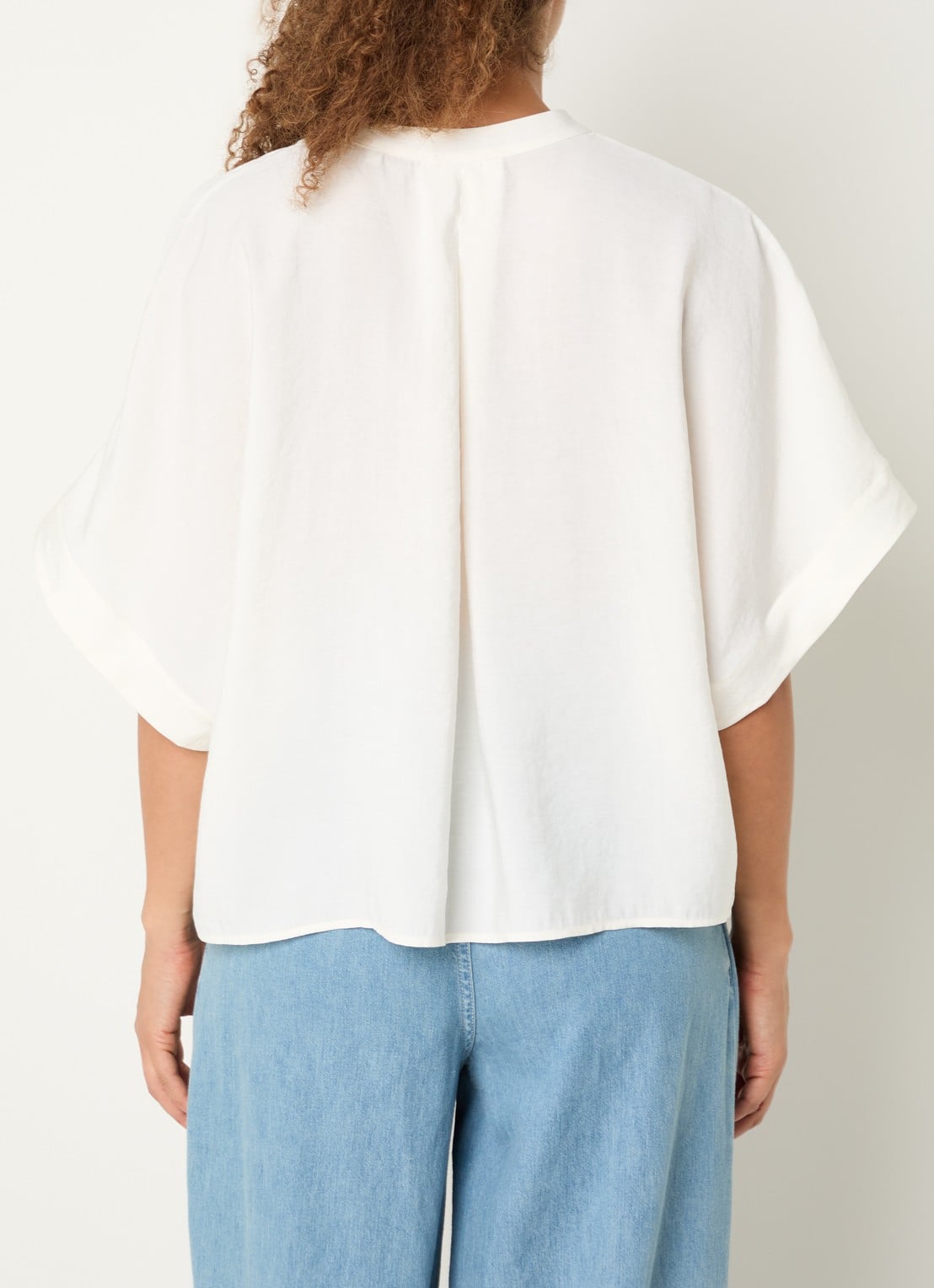 OPUS Fenella tuniek met V-hals en vlindermouw - achterkant 4 gebroken wit