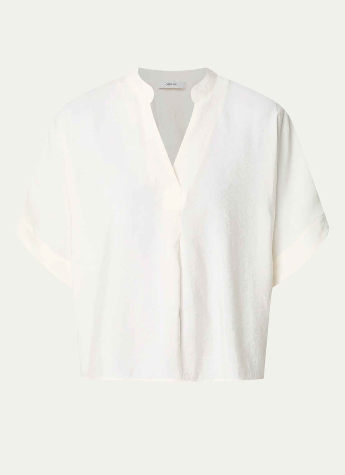 OPUS Fenella tuniek met V-hals en vlindermouw - voorkant gebroken wit