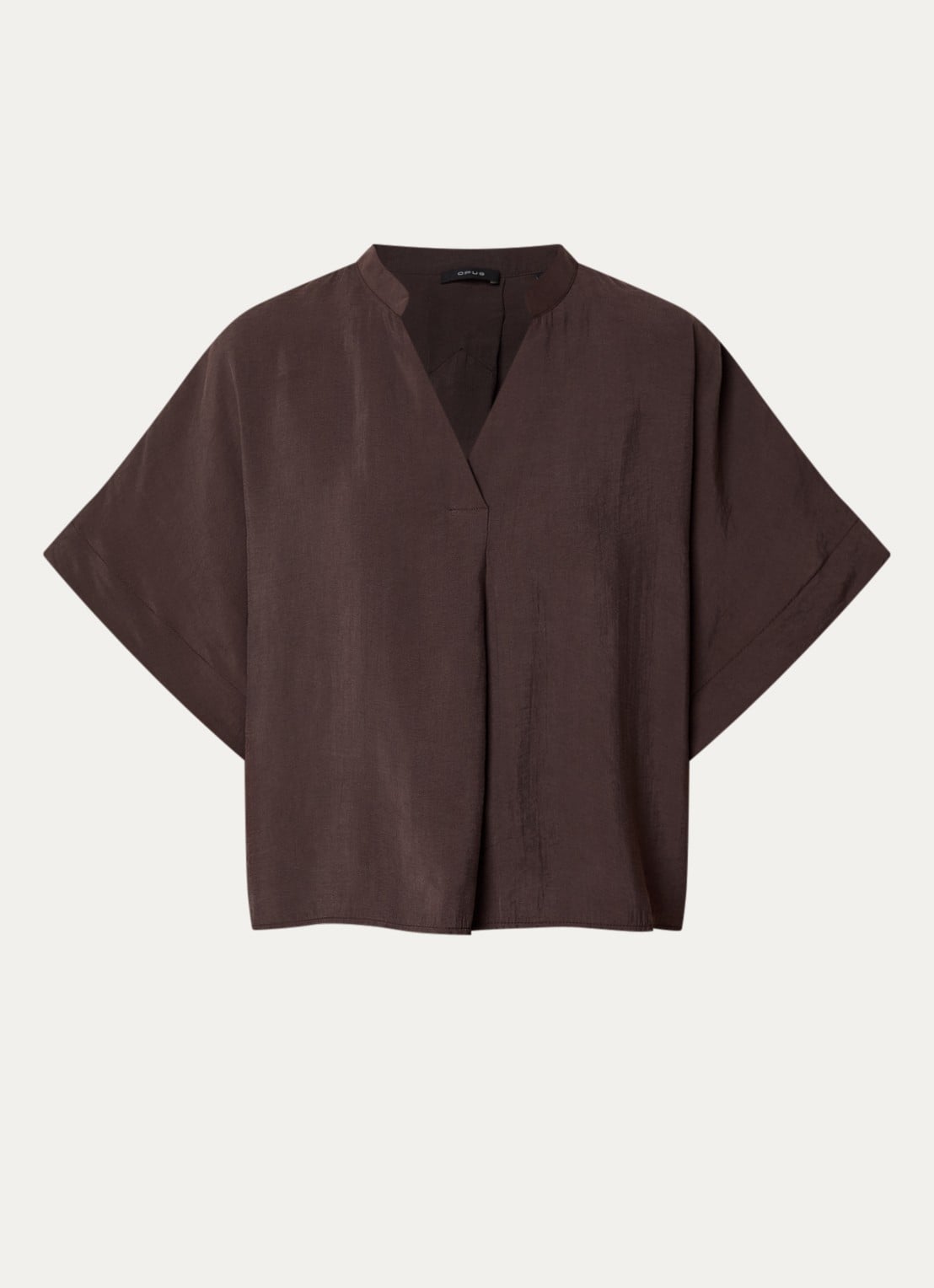 OPUS Fenella tuniek met V-hals en vlindermouw - voorkant 3 bruin