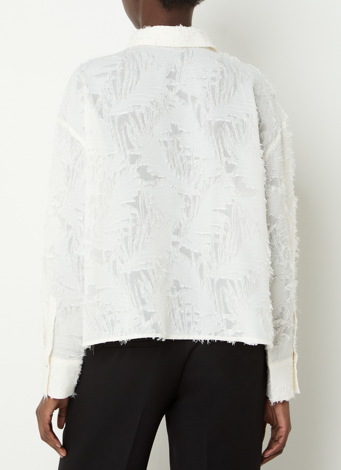 OPUS Fenima semi-transparante blouse met structuur - achterkant 4 gebroken wit