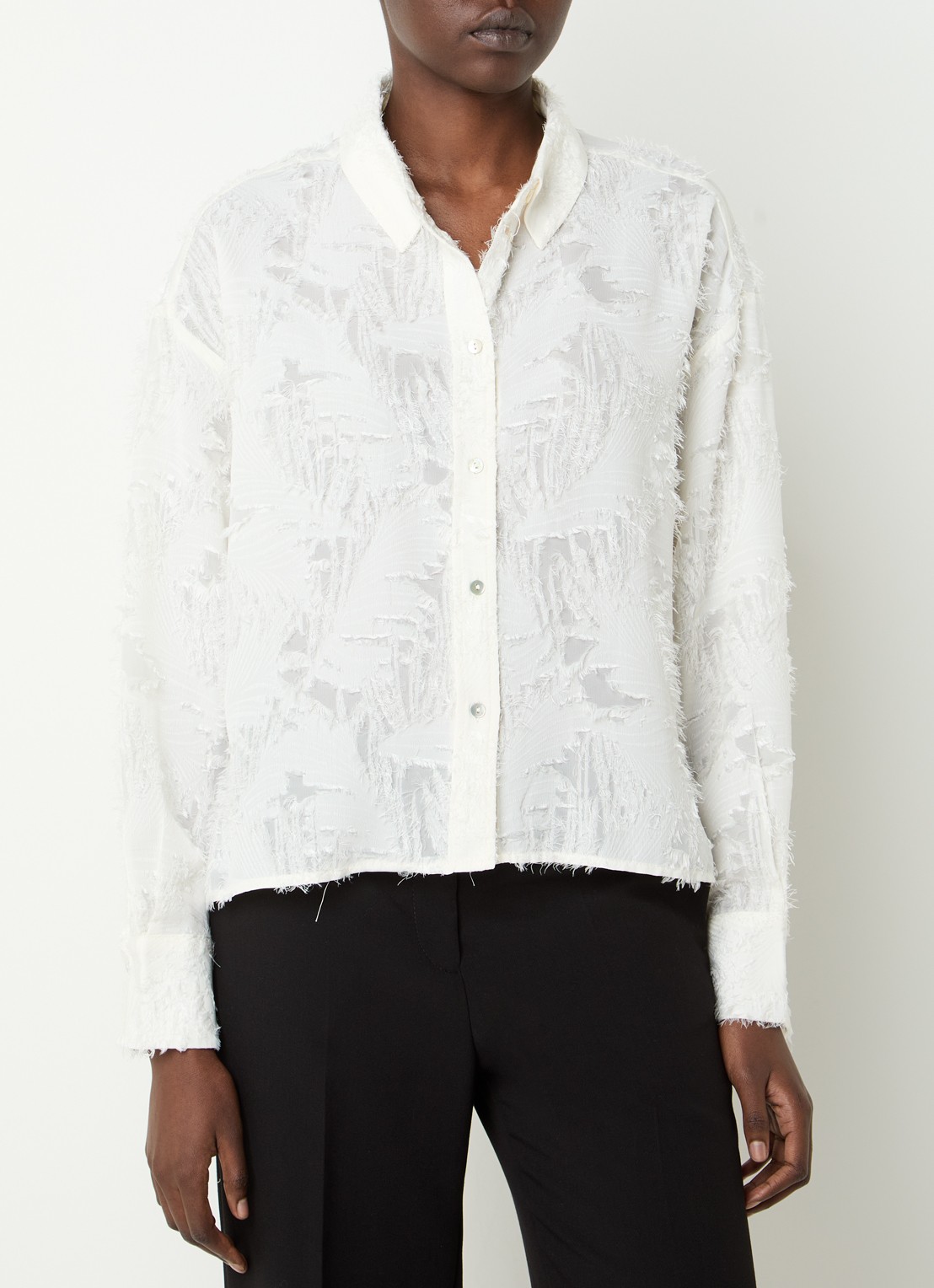OPUS Fenima semi-transparante blouse met structuur - detail 3 gebroken wit