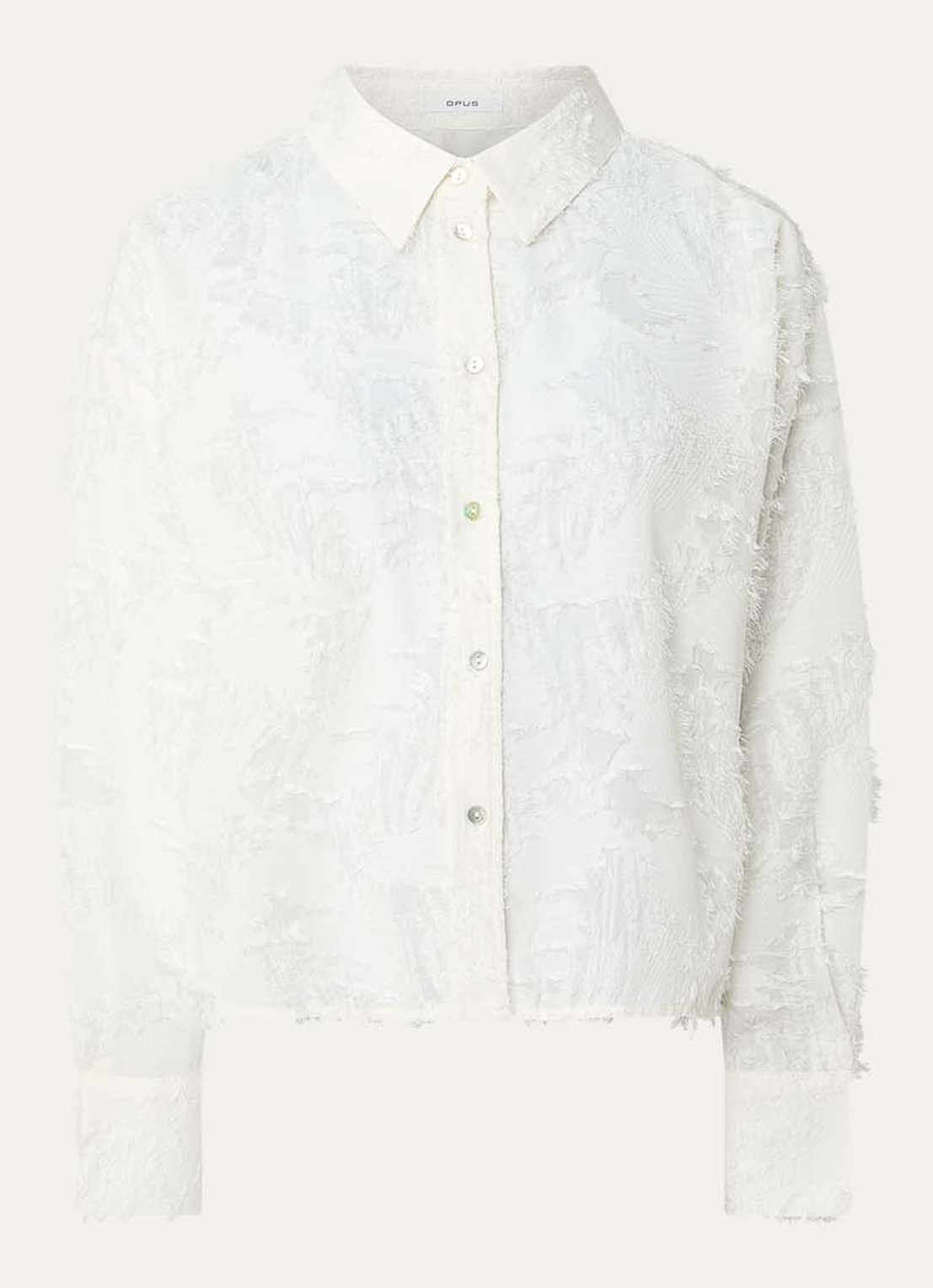 OPUS Fenima semi-transparante blouse met structuur - voorkant gebroken wit
