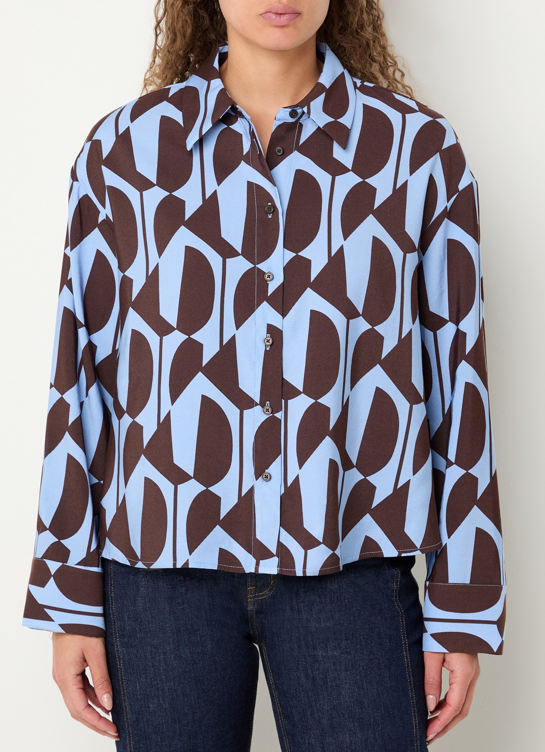 OPUS Fetro blouse met print - detail 4 blauw