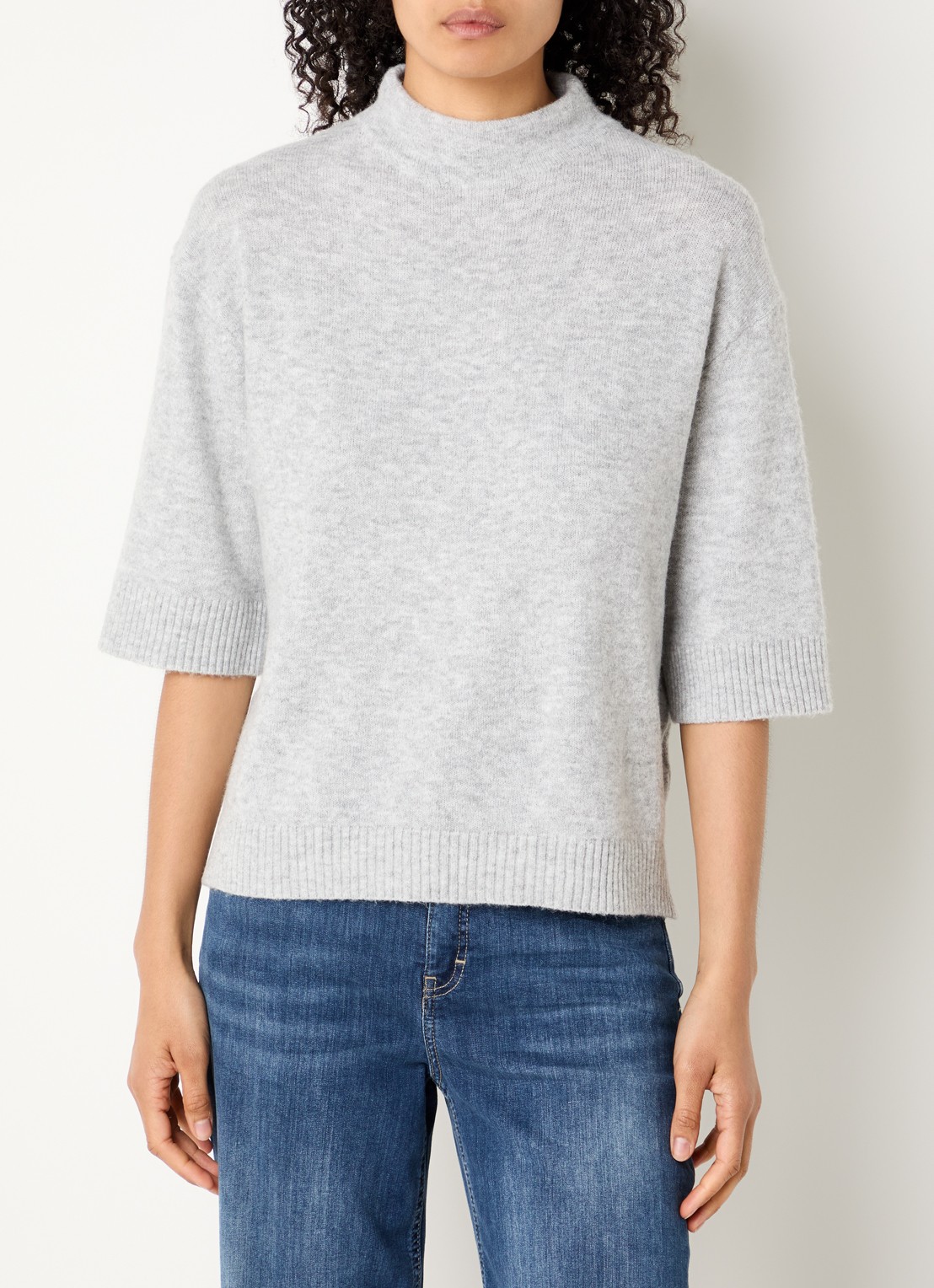 OPUS Fijngebreide pullover in wolblend - detail grijsmele