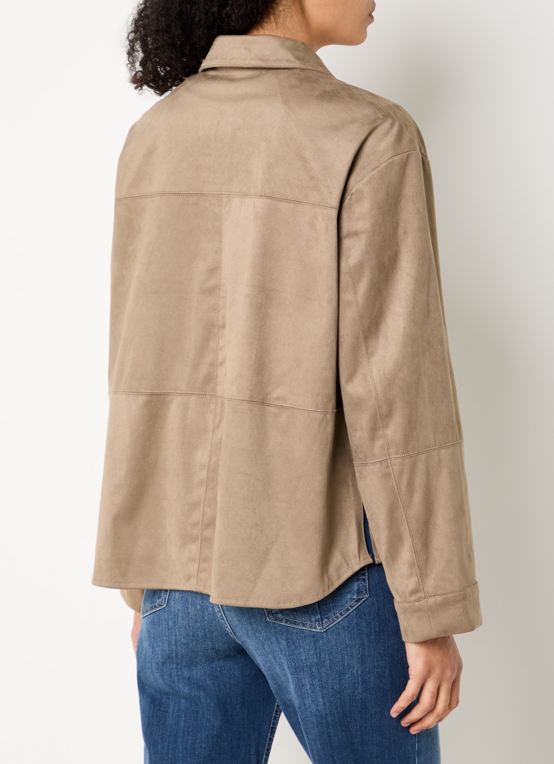OPUS Filara overshirt van imitatiesuède - achterkant 2 lichtbruin
