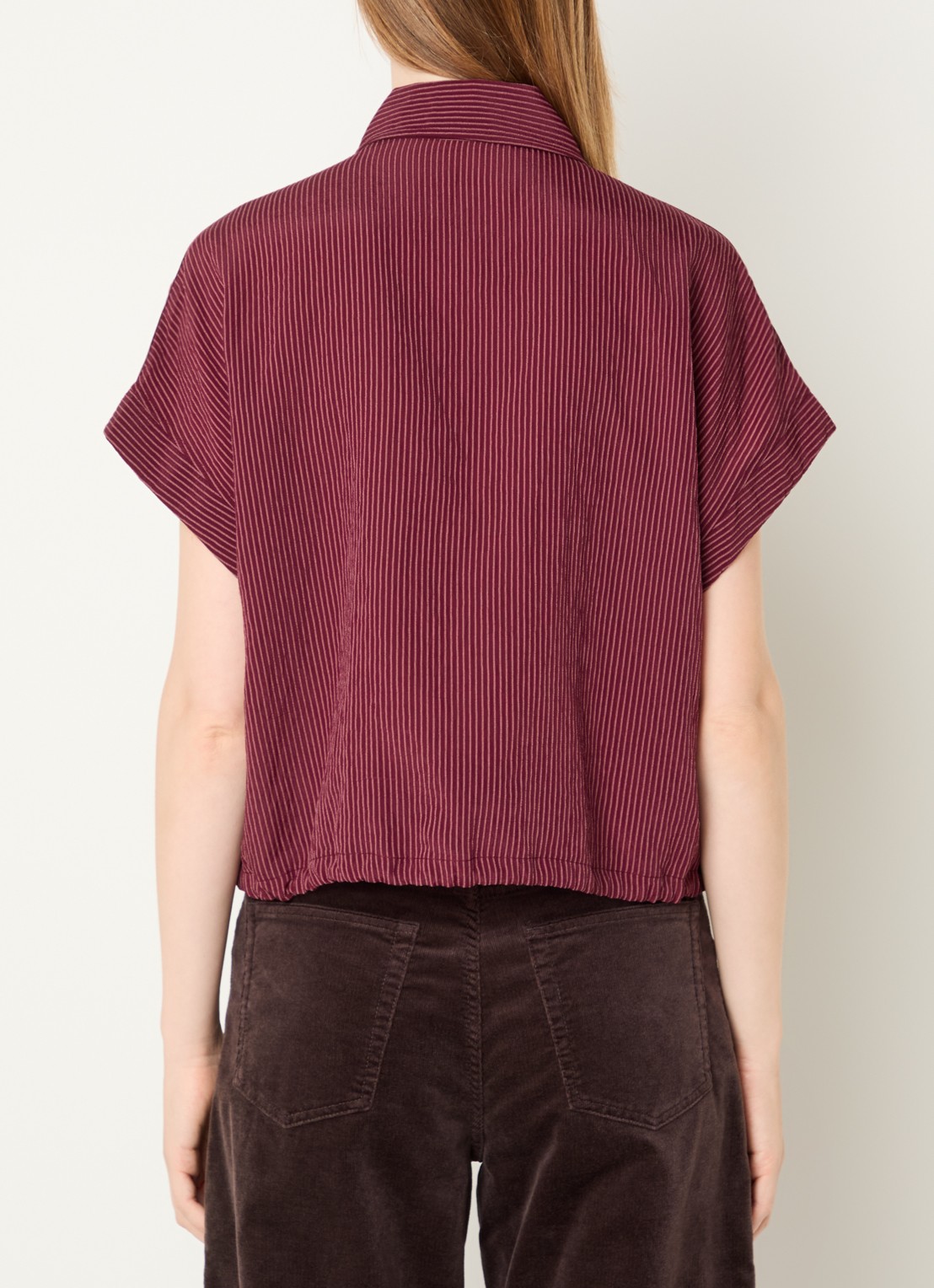 OPUS Flaneta blouse met streepprint - achterkant 4 kersenrood