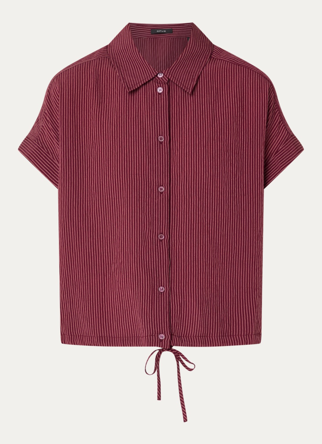 OPUS Flaneta blouse met streepprint - voorkant 2 kersenrood