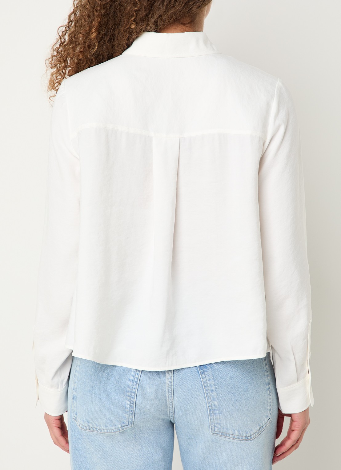 OPUS Flowy cropped blouse  - achterkant 4 gebroken wit