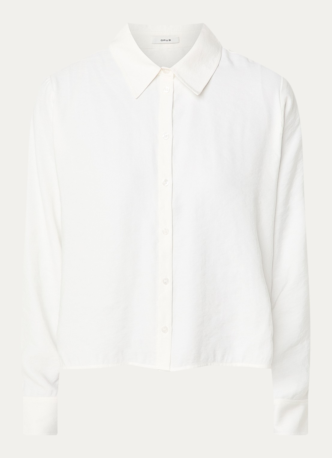OPUS Flowy cropped blouse  - voorkant 2 gebroken wit