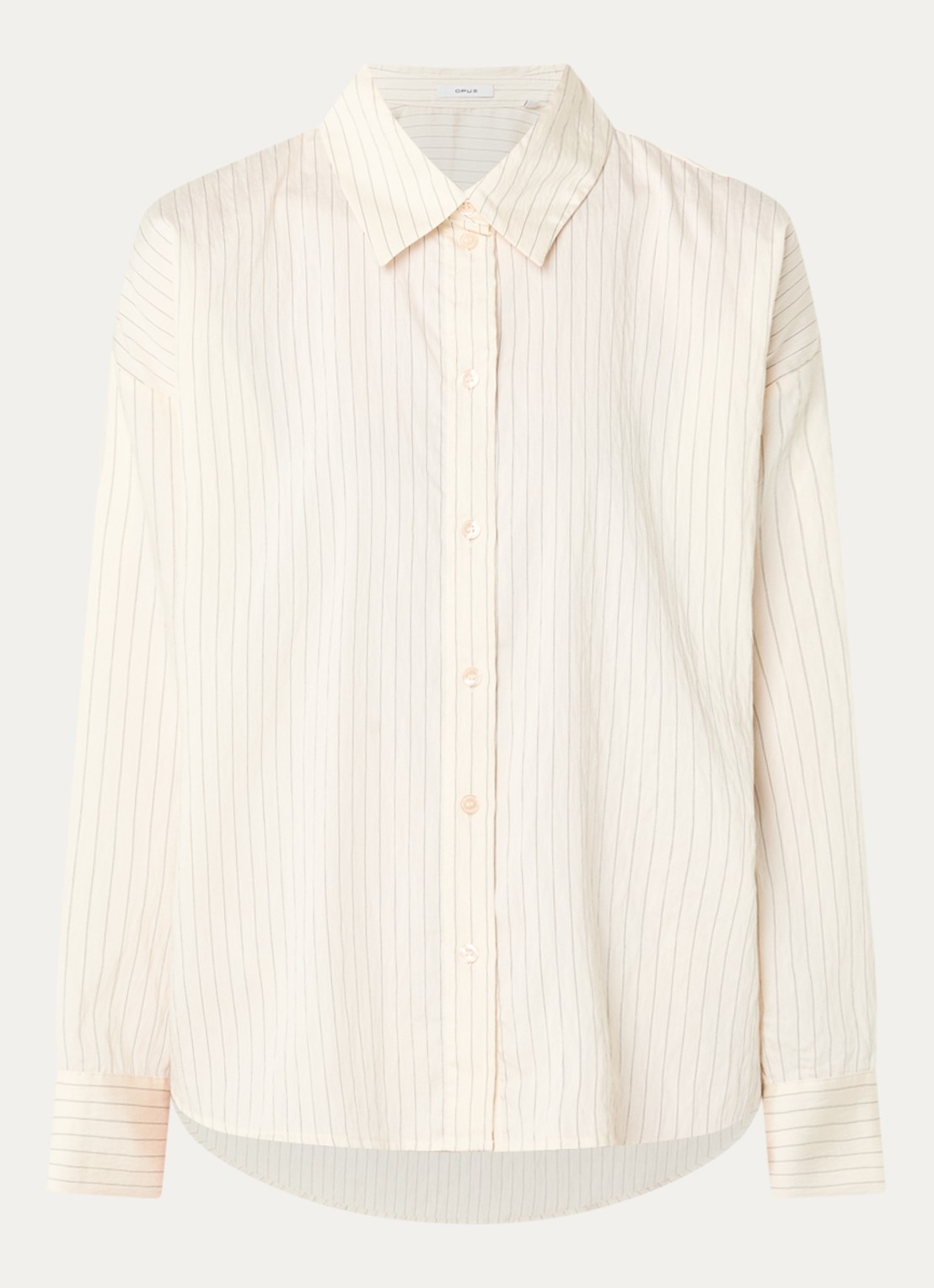 OPUS Flui blouse met streepprint - voorkant gebroken wit