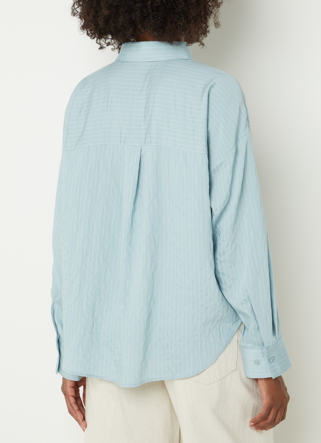 OPUS Flui blouse met streepprint - achterkant 4 turquoise