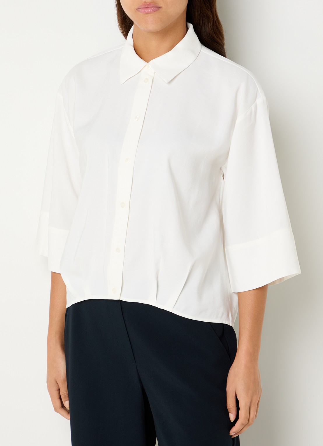 OPUS Fotori blouse met plooidetail - detail wit