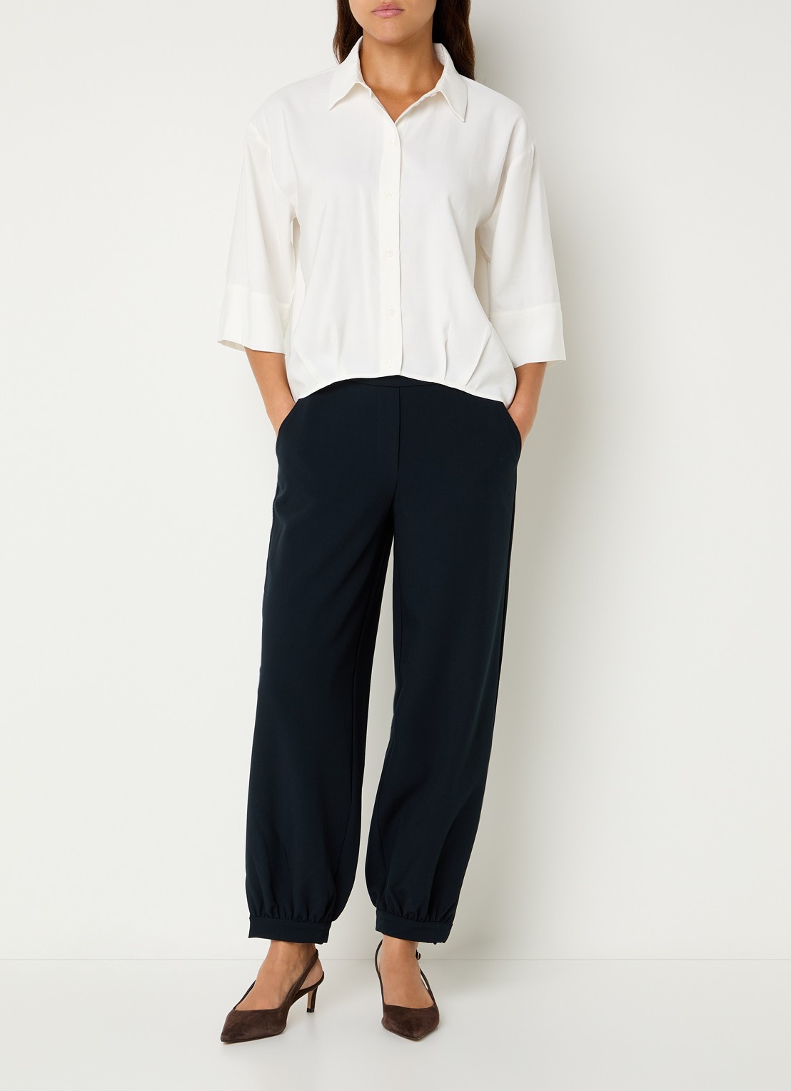 OPUS Fotori blouse met plooidetail - voorkant 4 wit