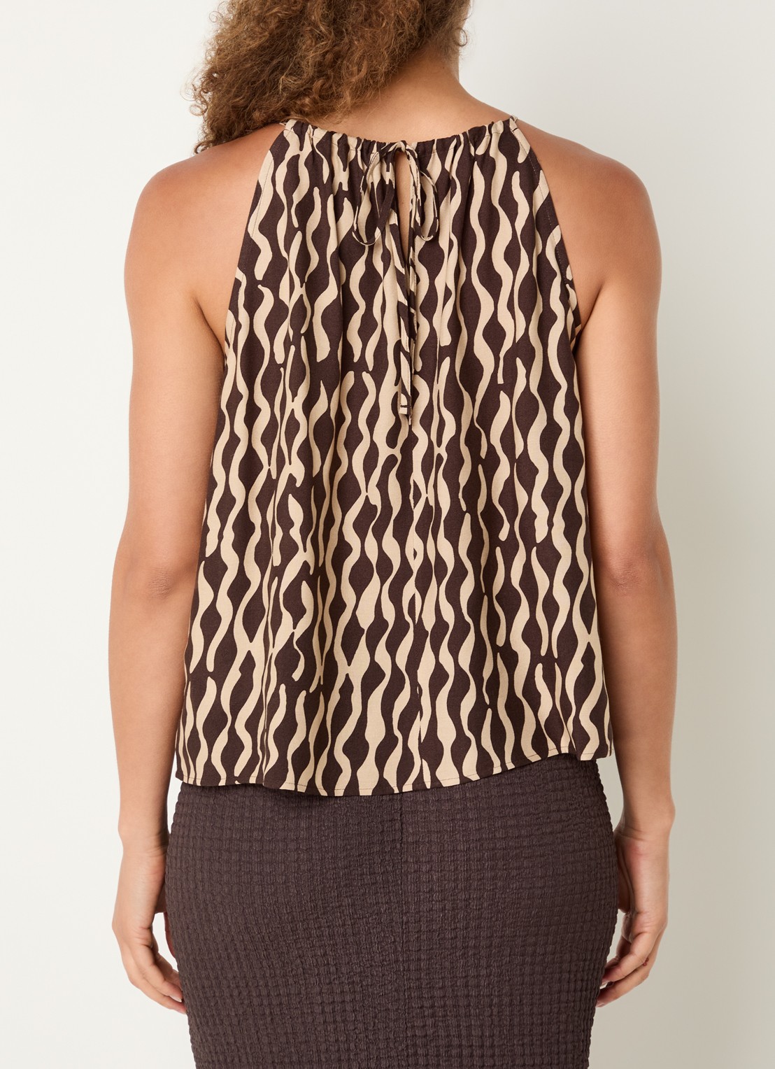 OPUS Foyage Motion haltertop met print - achterkant 4 bruin