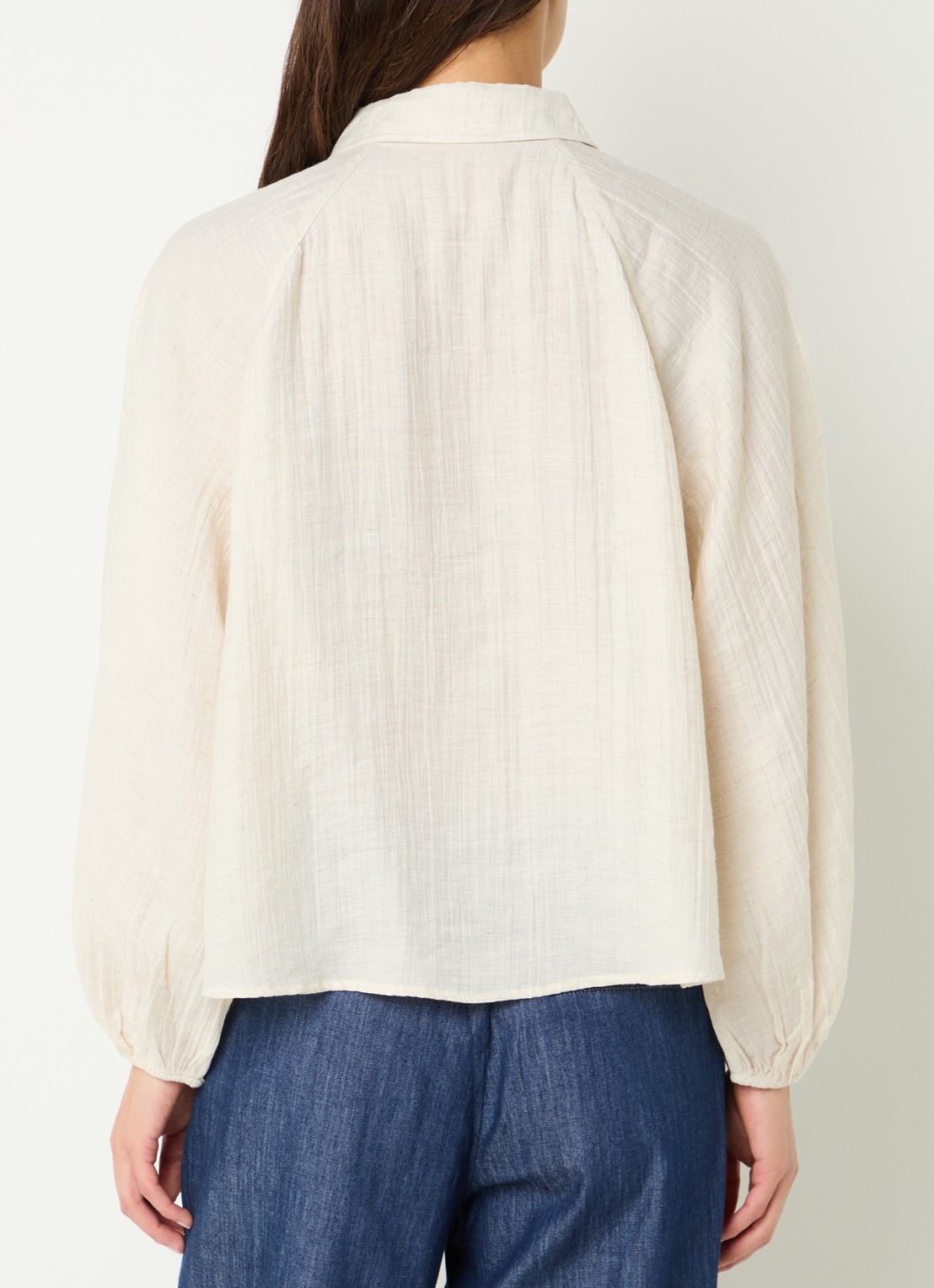 OPUS Framatica blouse in linnenblend - achterkant creme