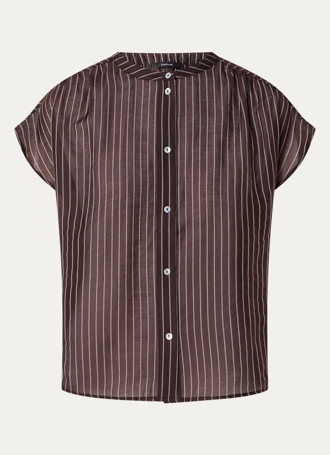 OPUS Friepe blouse met streepprint - voorkant 3 donkerbruin