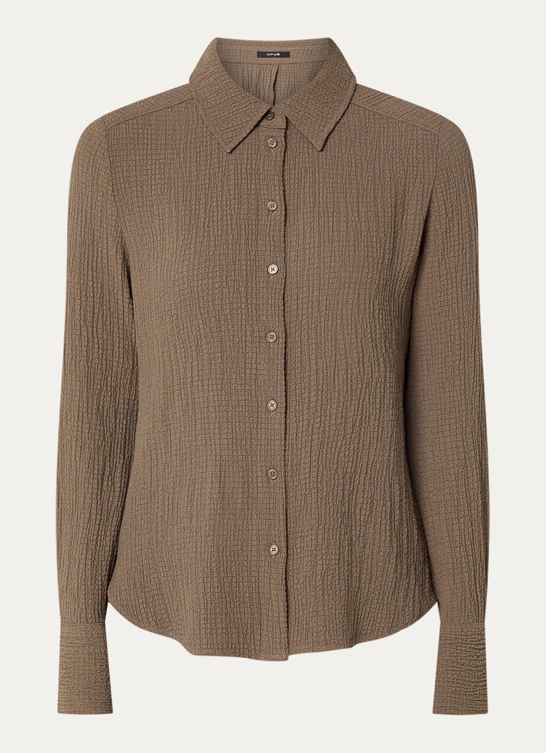 OPUS Frive blouse met structuur - voorkant lichtbruin